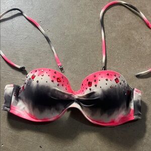 Pink and Black Rhinestone Bikini Top VICTORIAS SECRET